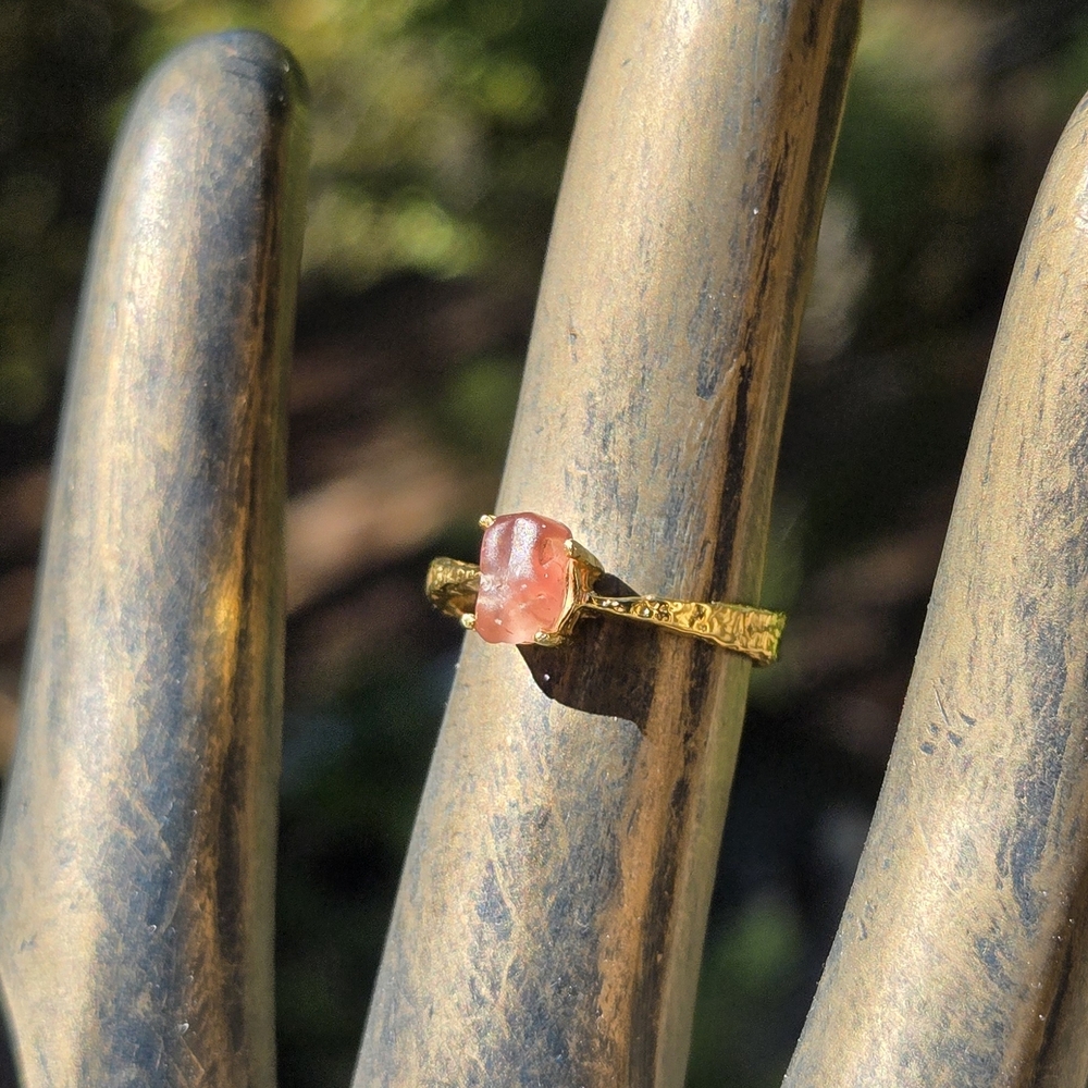 Spinel 2k Natural Raw Gemstone Sterling & Gold Ring Sz6.75